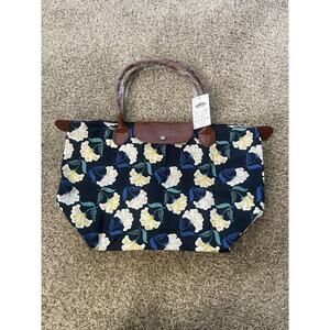 Crest Design Foldable Floral Tote Bag